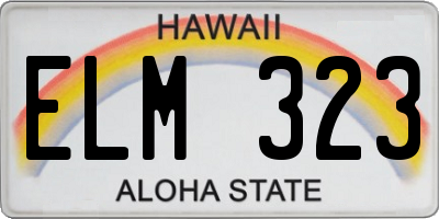 HI license plate ELM323