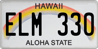 HI license plate ELM330