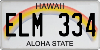 HI license plate ELM334