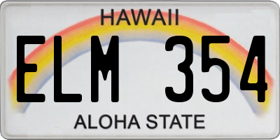 HI license plate ELM354