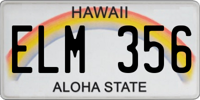 HI license plate ELM356