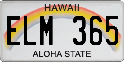 HI license plate ELM365
