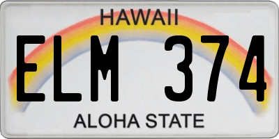 HI license plate ELM374