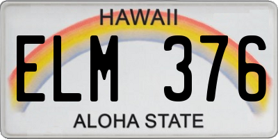 HI license plate ELM376