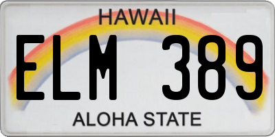 HI license plate ELM389