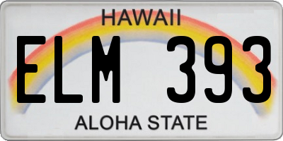 HI license plate ELM393