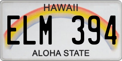 HI license plate ELM394