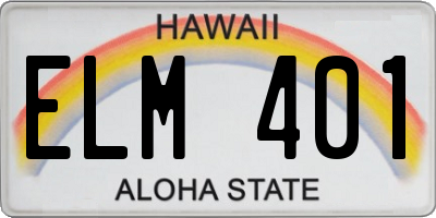 HI license plate ELM401