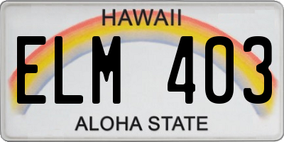 HI license plate ELM403