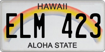 HI license plate ELM423