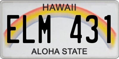 HI license plate ELM431