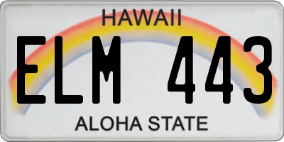 HI license plate ELM443
