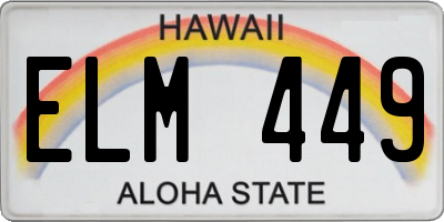 HI license plate ELM449