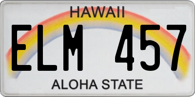 HI license plate ELM457