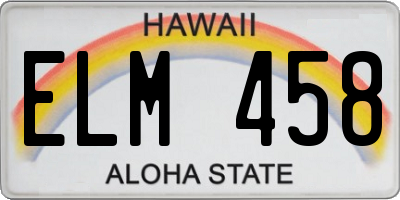HI license plate ELM458