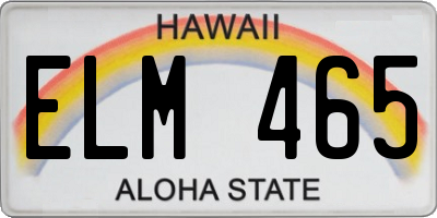 HI license plate ELM465