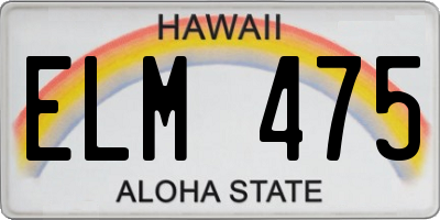 HI license plate ELM475