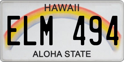 HI license plate ELM494