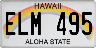 HI license plate ELM495
