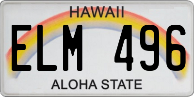 HI license plate ELM496