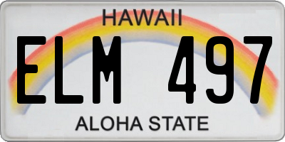 HI license plate ELM497