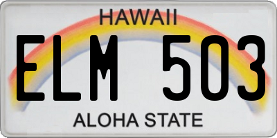 HI license plate ELM503