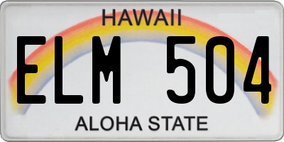 HI license plate ELM504