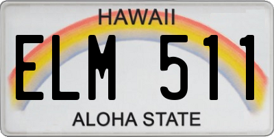 HI license plate ELM511