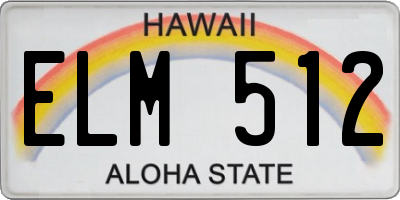 HI license plate ELM512