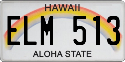 HI license plate ELM513