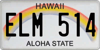 HI license plate ELM514