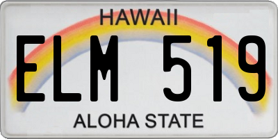 HI license plate ELM519