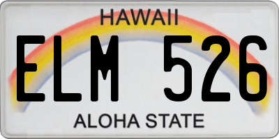 HI license plate ELM526
