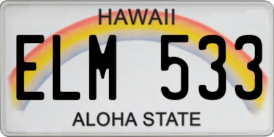 HI license plate ELM533