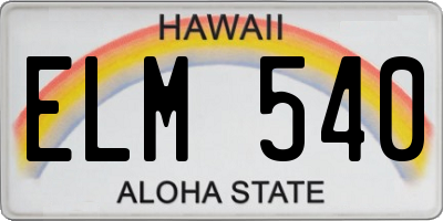 HI license plate ELM540