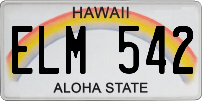 HI license plate ELM542
