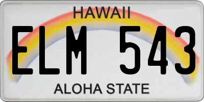 HI license plate ELM543