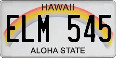 HI license plate ELM545