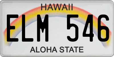 HI license plate ELM546