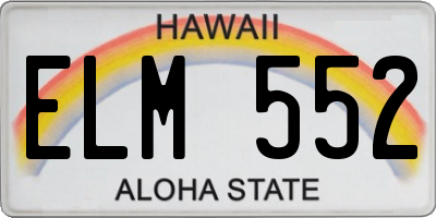 HI license plate ELM552