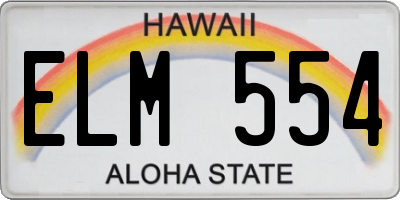 HI license plate ELM554