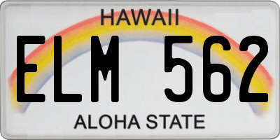 HI license plate ELM562