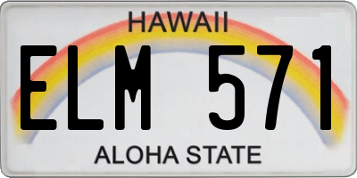 HI license plate ELM571
