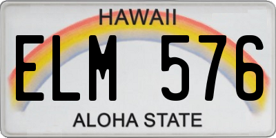 HI license plate ELM576