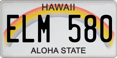HI license plate ELM580