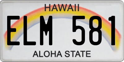 HI license plate ELM581