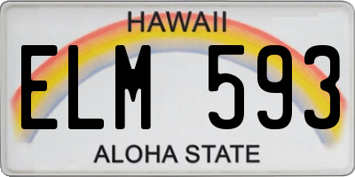 HI license plate ELM593