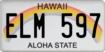 HI license plate ELM597