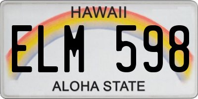 HI license plate ELM598