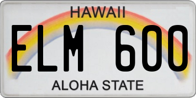 HI license plate ELM600